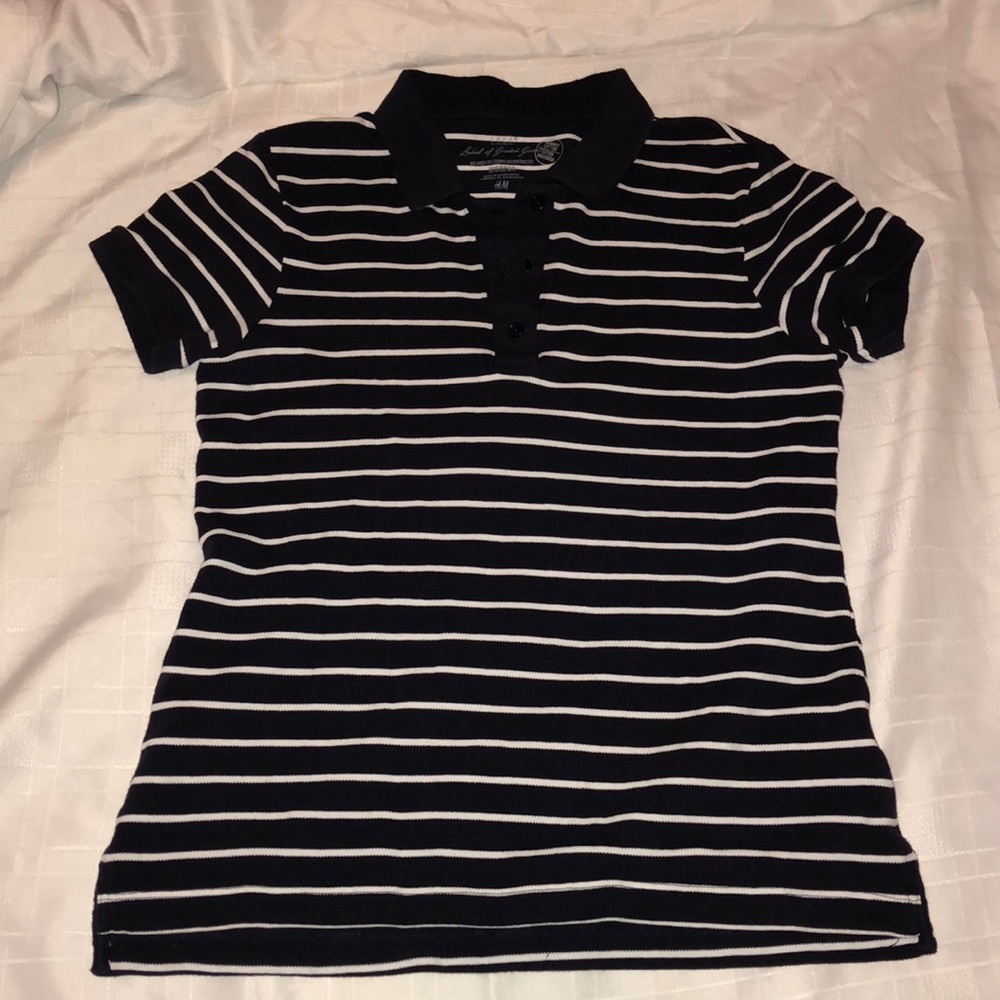 Dark Navy and White Stripped Polo From H&M